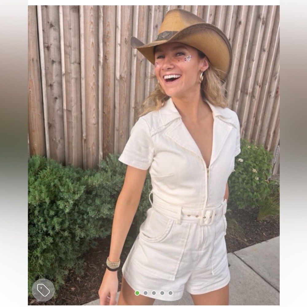 Show me your Mumu - White Belted Romper - work Once